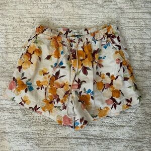 Abercrombie & Fitch Floral Linen High Waist Shorts